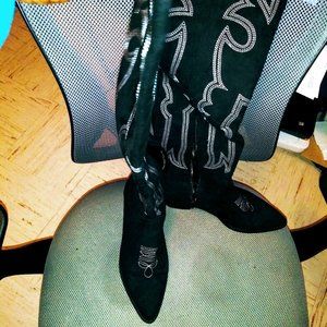 Knee high suede western boots